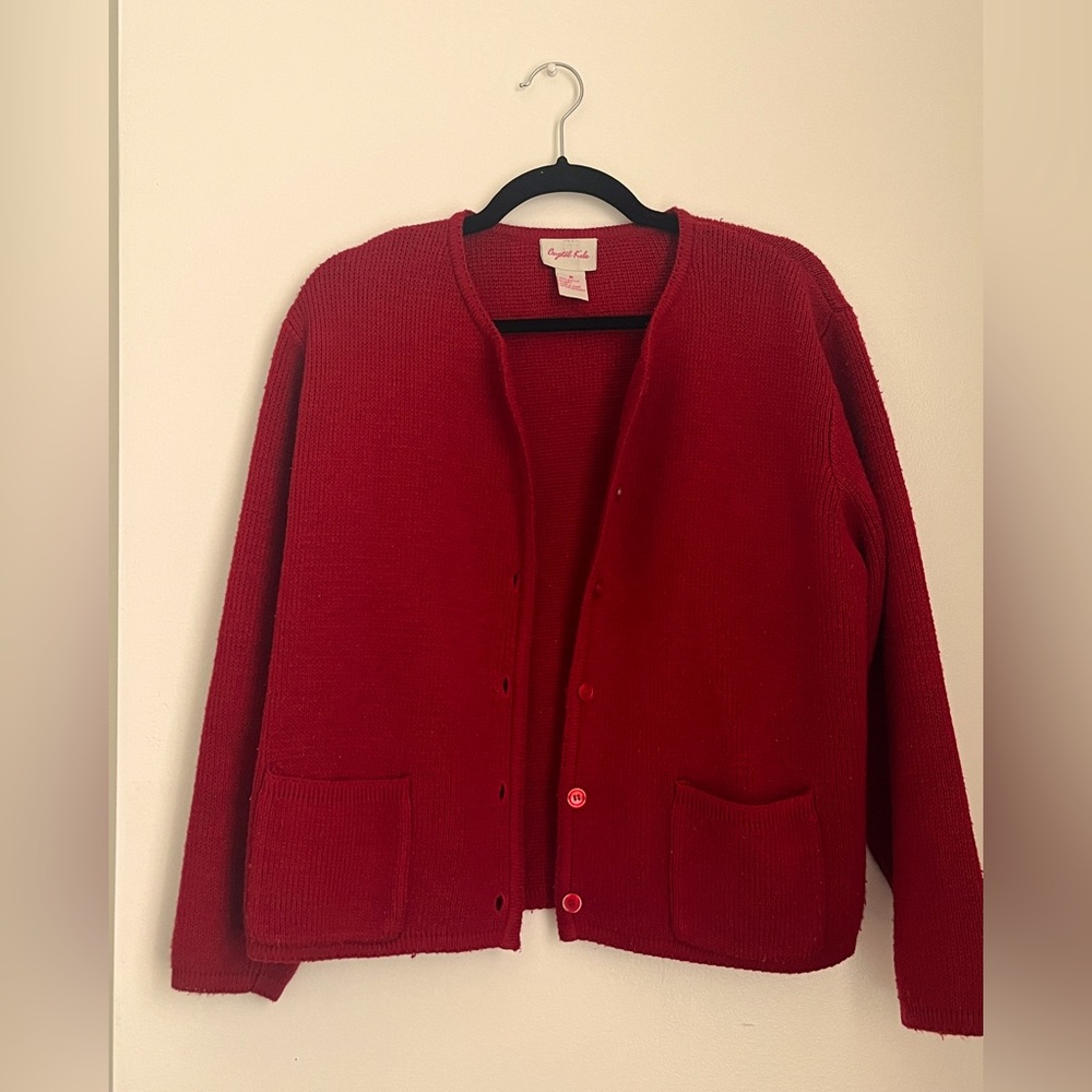 Red cardigan w/ buttons